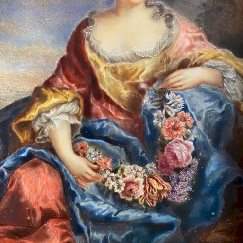 Miniatures peintes à la main femmes du XVIIIe signées d'après Van Loo A7001