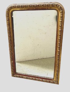 Louis Philippe mirror with flutes in gilded wood and stucco, 19th century