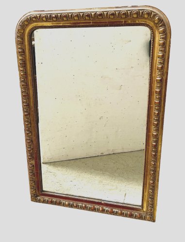 Miroir a godrons Louis Philippe en bois et stuc doré XIX siècle