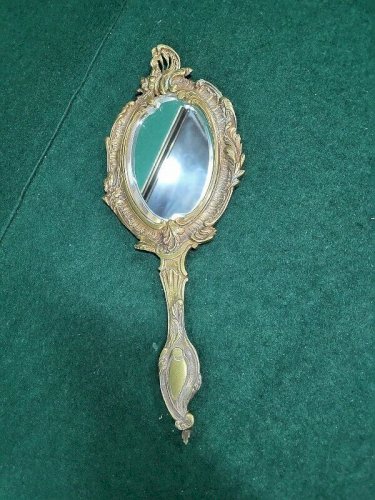 MIROIR A MAIN EN BRONZE MIROIR BISEAUTE