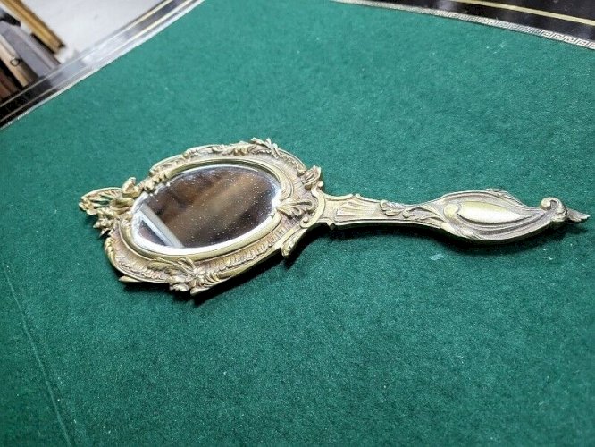 MIROIR A MAIN EN BRONZE MIROIR BISEAUTE