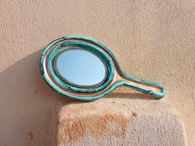 Miroir à main en céramique – Pièce vintage