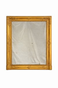 Antique Golden Mirror XIX Mercury Glass 100x86cm Sculpted Frame