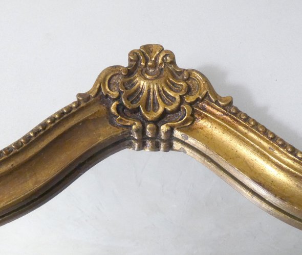 Miroir ancien style Louis XV – Cadre bois doré sculpté perlé vintage