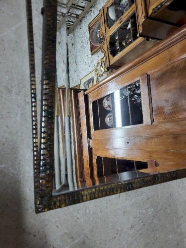 MIROIR ART DECO 1930 EN FER FORGE GLACE BISEAUTEE