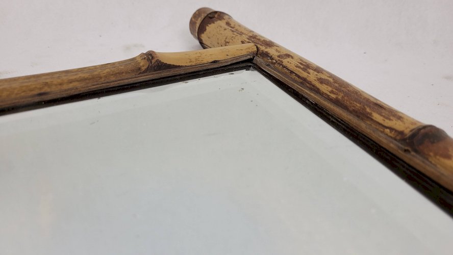 Miroir bambou biseauté début XXème