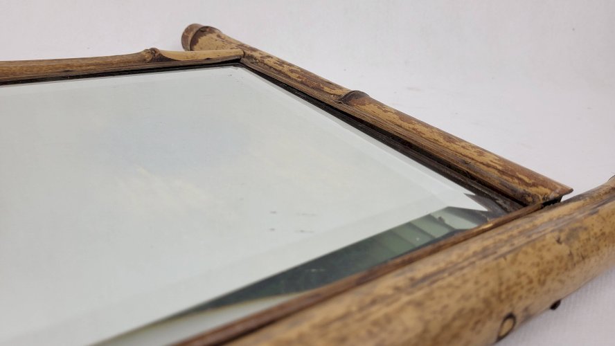 Miroir bambou biseauté début XXème