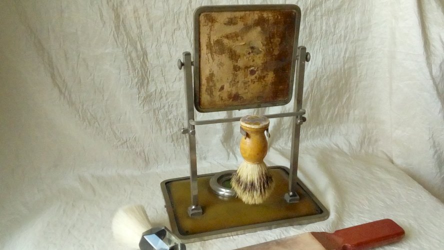 MIROIR BARBIER EN METAL PSYCHÉ BAKELITE BLAIREAU GIBBS  AFFUTEUR ANNÉES 1920*