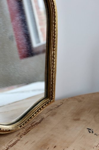 Miroir baroque ancien doré en bois – Glace piquée – Bois sculpté