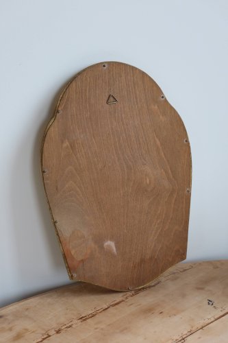 Miroir baroque ancien doré en bois – Glace piquée – Bois sculpté