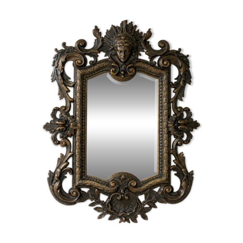 Miroir biseauté en bronze, Second Empire XIXe siècle, style Louis XV