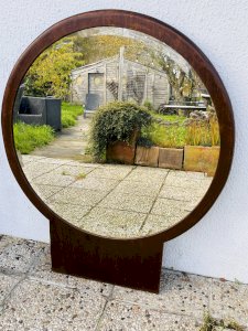 Miroir biseauté rond en bois
