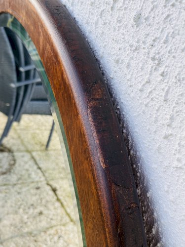 Miroir biseauté rond en bois