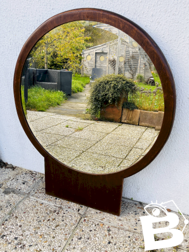 Miroir biseauté rond en bois