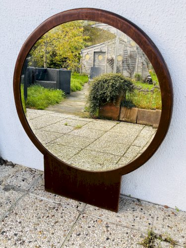 Miroir biseauté rond en bois
