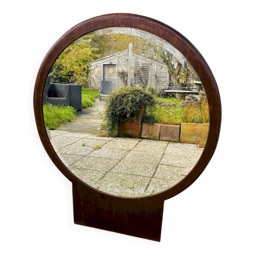 Miroir biseauté rond en bois