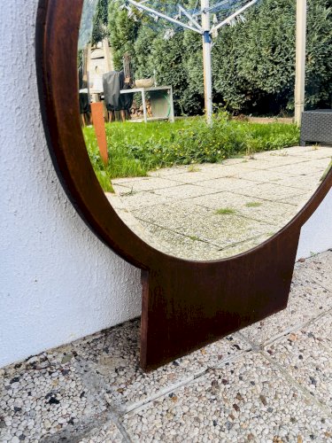 Miroir biseauté rond en bois
