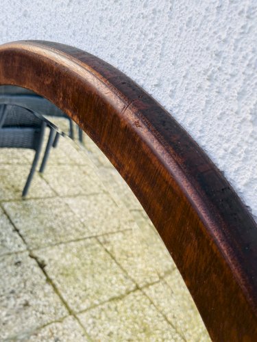 Miroir biseauté rond en bois