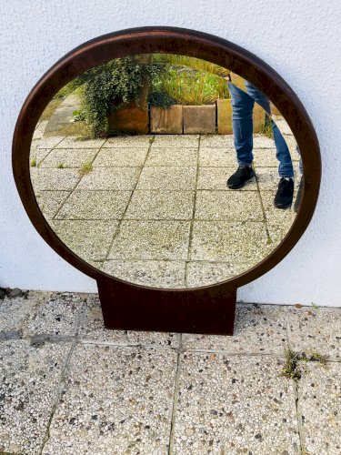 Miroir biseauté rond en bois