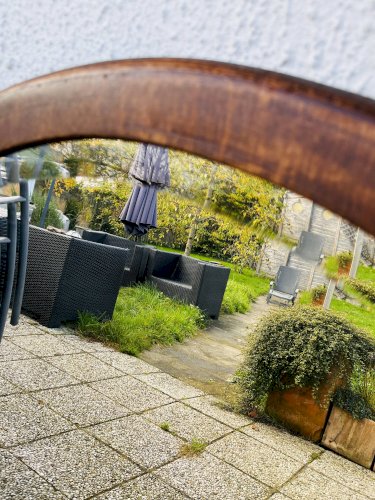 Miroir biseauté rond en bois