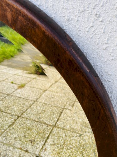 Miroir biseauté rond en bois