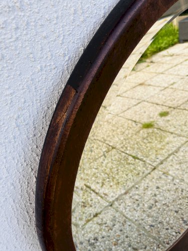 Miroir biseauté rond en bois