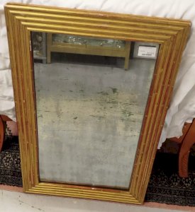 MIROIR Bois DORE Debut XXe Glace Decoration Rectangulaire Mural 6MAG 07/03