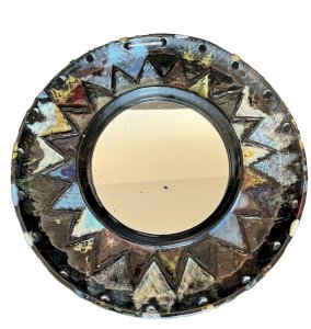 Handcrafted ceramic mirror signed P ??? Montpellier 69 vintage ceramicist