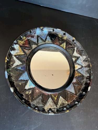 Miroir ceramique artisanal signé P ??? Montpellier 69 vintage  céramiste
