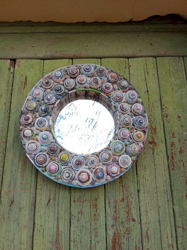 Miroir circulaire en papier roulé 