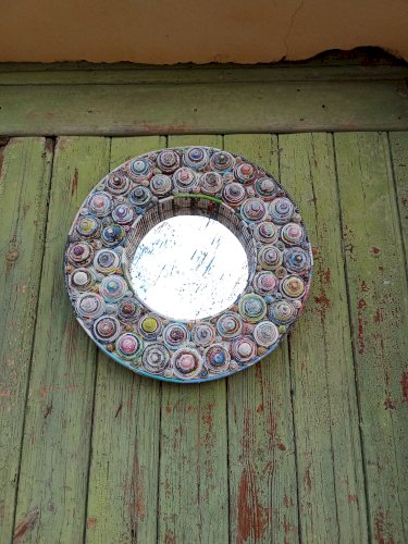 Miroir circulaire en papier roulé 