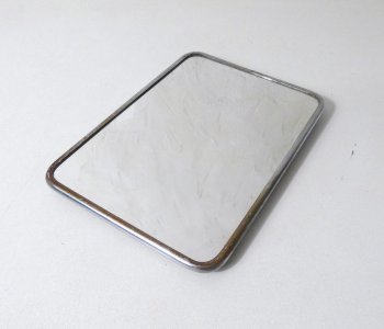 miroir de barbier en métal argenté Vintage