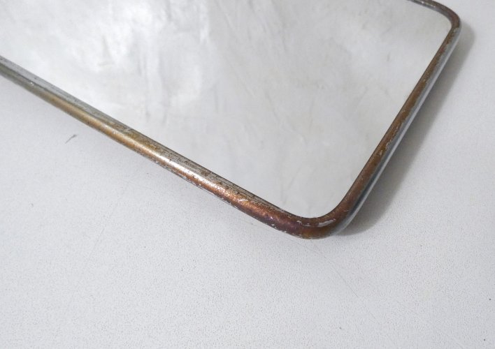 miroir de barbier en métal argenté Vintage