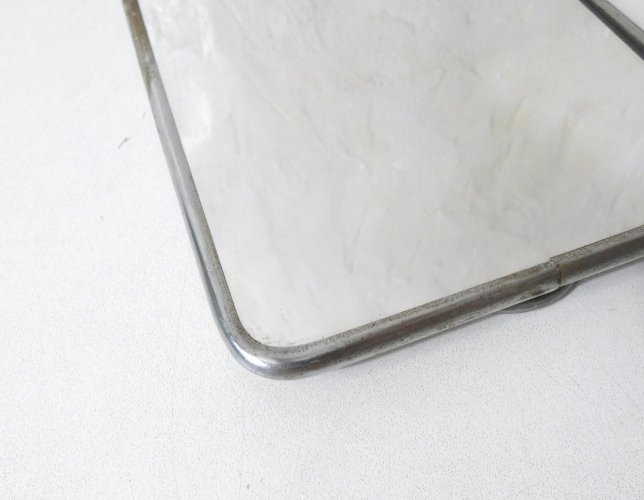 miroir de barbier en métal argenté Vintage