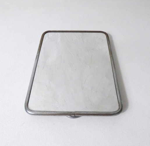 miroir de barbier en métal argenté Vintage