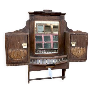 Miroir de barbier en teck birman