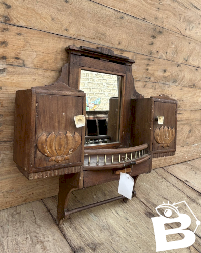 Miroir de barbier en teck birman