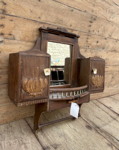 Miroir de barbier en teck birman