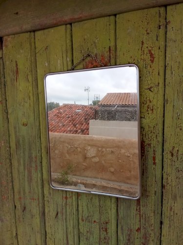 Miroir de barbier rectangulaire ancien