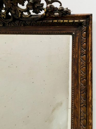 Miroir de style Napoléon III en bois et stuc patiné XX siècle