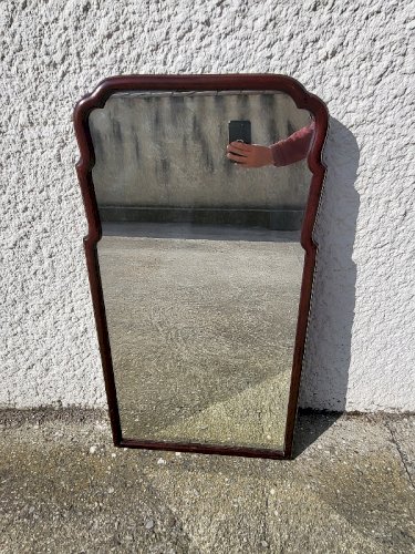 MIROIR EN BOIS DE STYLE ASIATIQUE EN ACAJOU