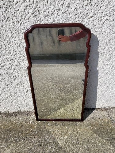 MIROIR EN BOIS DE STYLE ASIATIQUE EN ACAJOU