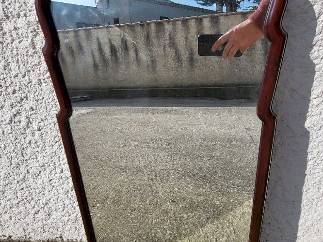 MIROIR EN BOIS DE STYLE ASIATIQUE EN ACAJOU