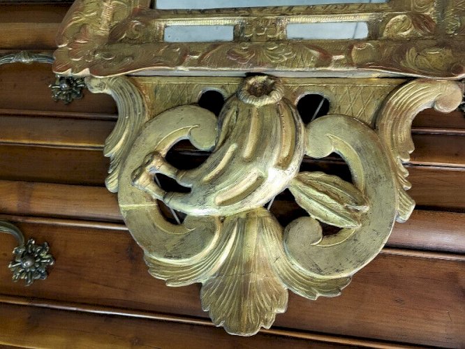 MIROIR EN BOIS DORE A PARCLOSES DU XIX ème SIECLE N35