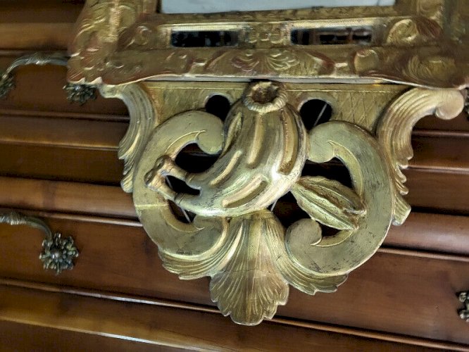 MIROIR EN BOIS DORE A PARCLOSES DU XIX ème SIECLE N35
