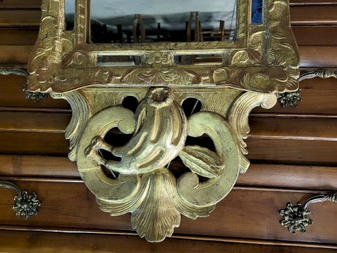 MIROIR EN BOIS DORE A PARCLOSES DU XIX ème SIECLE N35