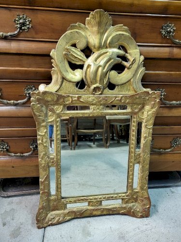 MIROIR EN BOIS DORE A PARCLOSES DU XIX ème SIECLE N35