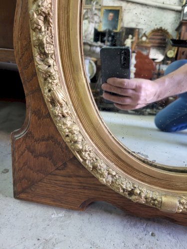 MIROIR EN BOIS ET DORE CENTRE MEDAILLON N°3