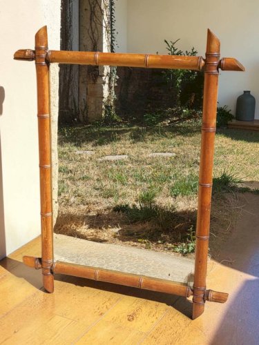 Miroir en bois tourné façon bambou 58*73 cm