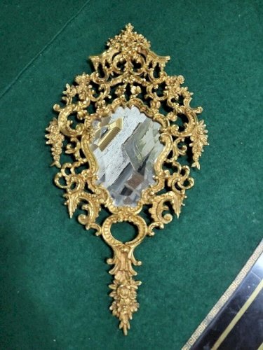 MIROIR EN BRONZE MIROIR BISEAUTE A FACETTES